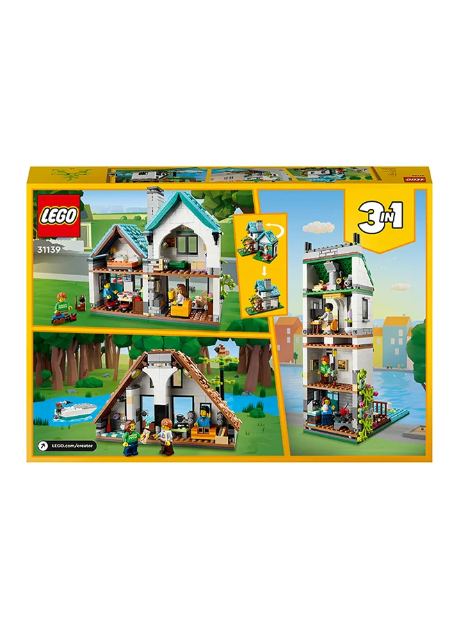 LEGO LEGO® Creator Cozy House 31139 Building Toy Set Featuring a Family House, Canal House and Lake House; Imaginative Models to Inspire Role Play for Kids Aged 8+ (808 Pieces)
