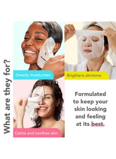 Patchology Patchology Face Mask Variety Pack - Brightening Face Mask with Vitamin C stimulates collagen, Hydrating Face Masks with Hyaluronic Acid soften skin, Renewing Face Masks with Strawberry (6 Masks)  - Image 2