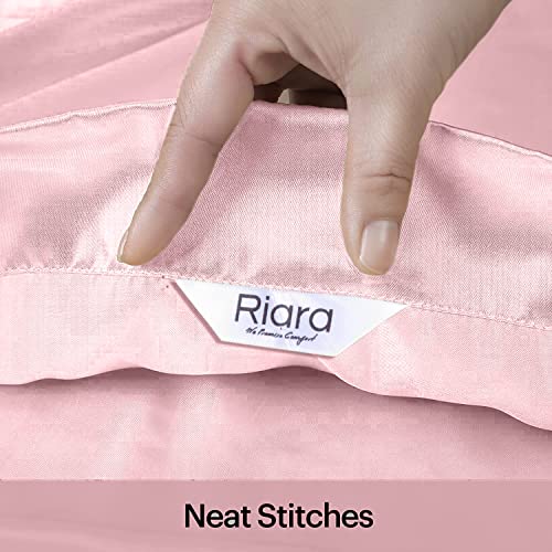 Riara Satin Silk Pillowcase Pillow Case Covers with Envelop Closure for Hair and Skin Home Bed Decor Set of 2 Pillowcase Free 3 Pc Scrunchie (Standard Size(20" 26"), Crystal Rose) - Image 5