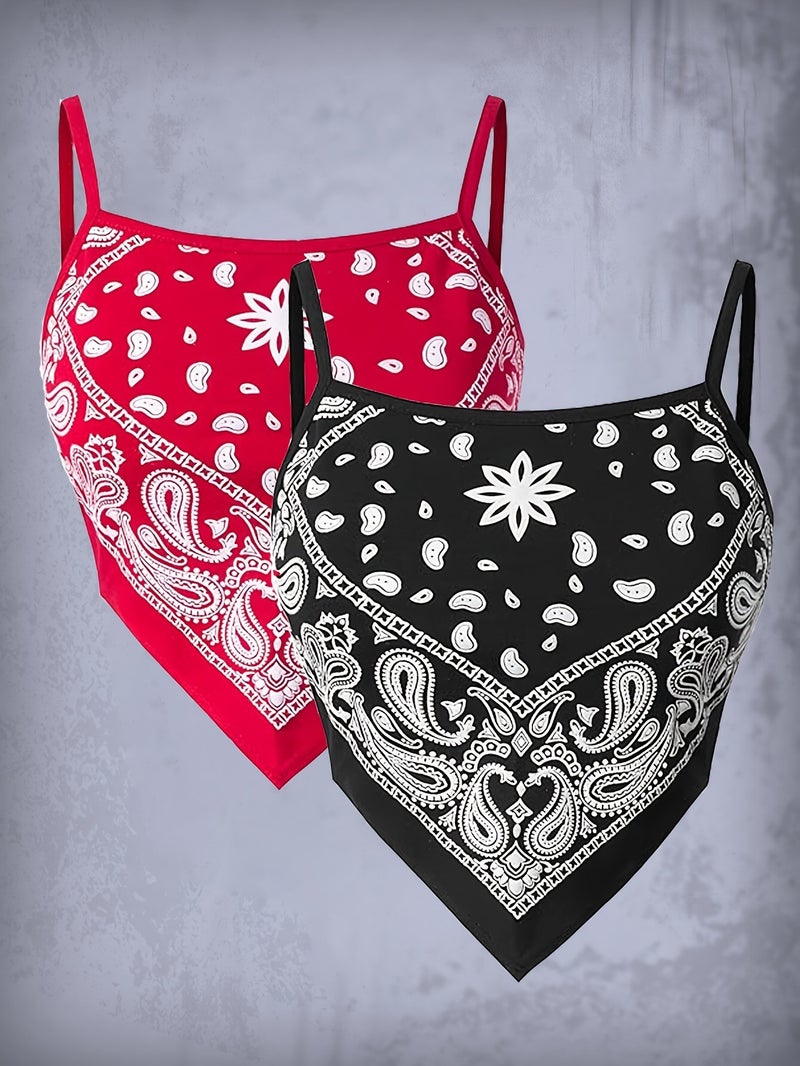 Women's 2-Piece Stretch Asymmetric Tie-Front Floral Print Camisole Top Set - Image 3