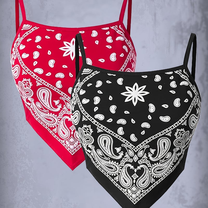 Women's 2-Piece Stretch Asymmetric Tie-Front Floral Print Camisole Top Set - Image 2