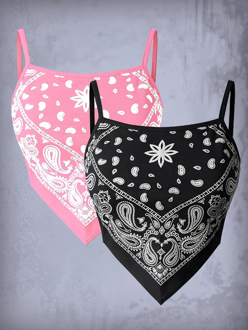 Women's 2-Piece Stretch Asymmetric Tie-Front Floral Print Camisole Top Set - Image 4