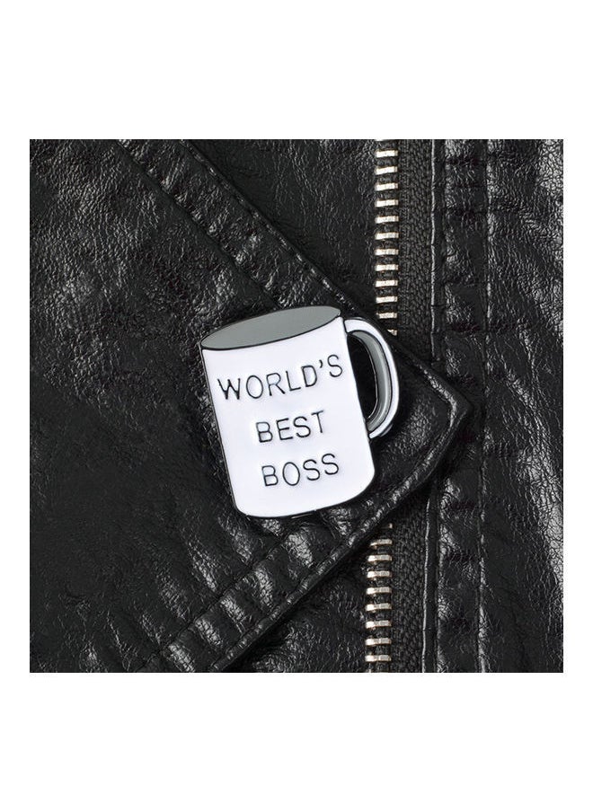 NIBEMINENT - Creative Cup Shape Best Boss Letter Enamel Brooch Pin Denim Jacket Collar Badge - Image 1