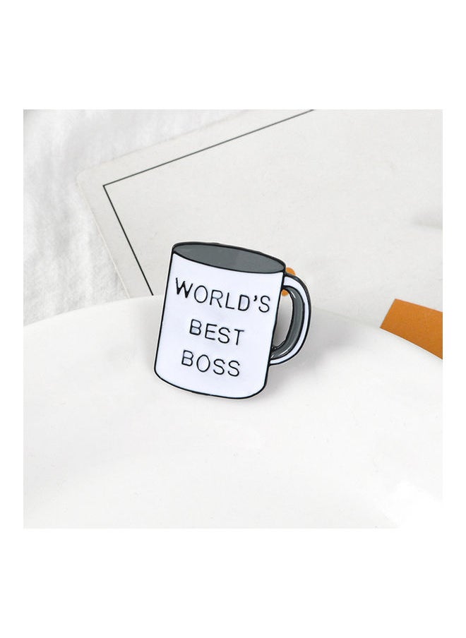 NIBEMINENT - Creative Cup Shape Best Boss Letter Enamel Brooch Pin Denim Jacket Collar Badge - Image 1