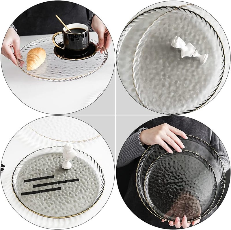 Hemoton Microwave Containers Glass Serving Platter Decorative Round Plate Clear Dinner Plates Dishes for Home Dinner Parties Weddings and Catering Clear Dessert Plates - Image 5