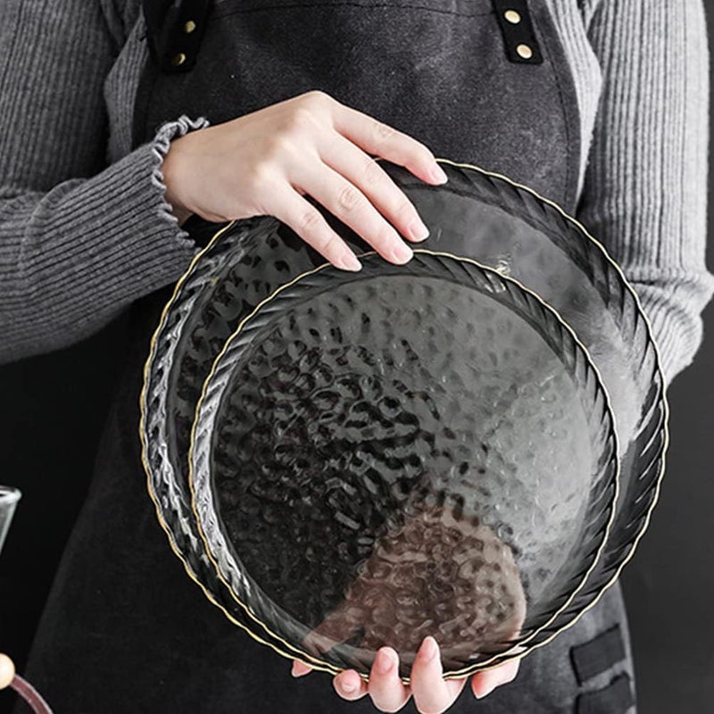 Hemoton Microwave Containers Glass Serving Platter Decorative Round Plate Clear Dinner Plates Dishes for Home Dinner Parties Weddings and Catering Clear Dessert Plates - Image 2