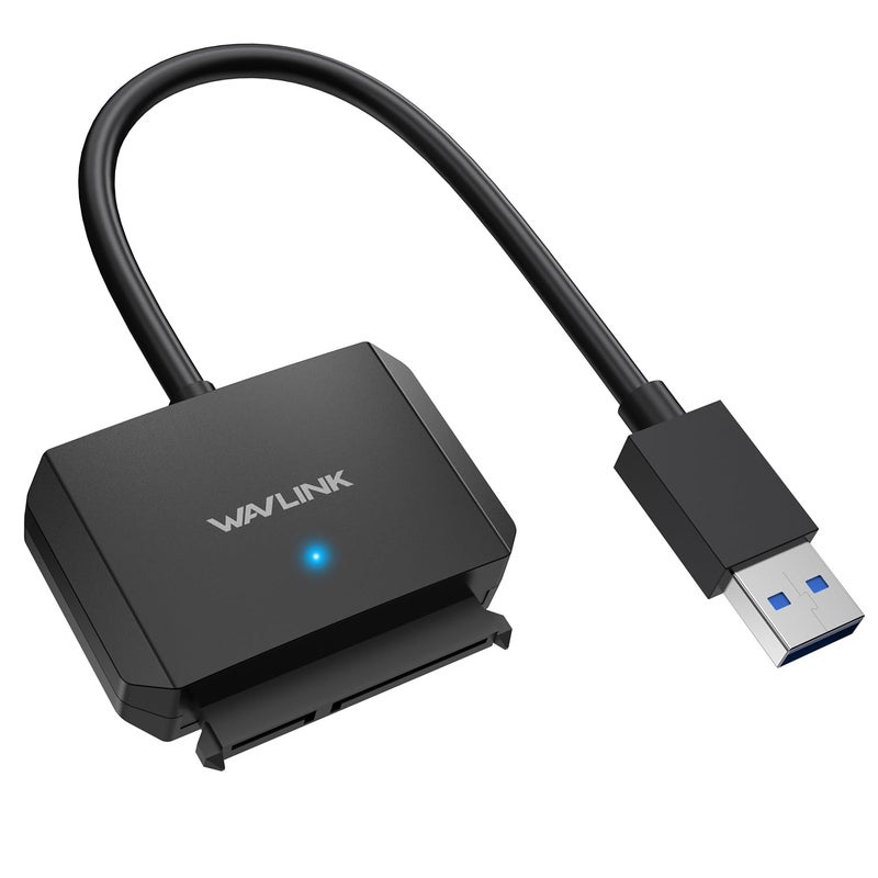WAVLINK SATA to USB Type-A Hard Drive Cable, 5Gbps USB3.0 to Sata Cable Support UASP, External Hard Drive SATA I/II/III Connector 2.5" SSD/HDD and 3.5" HDD up to 20TB - Image 1
