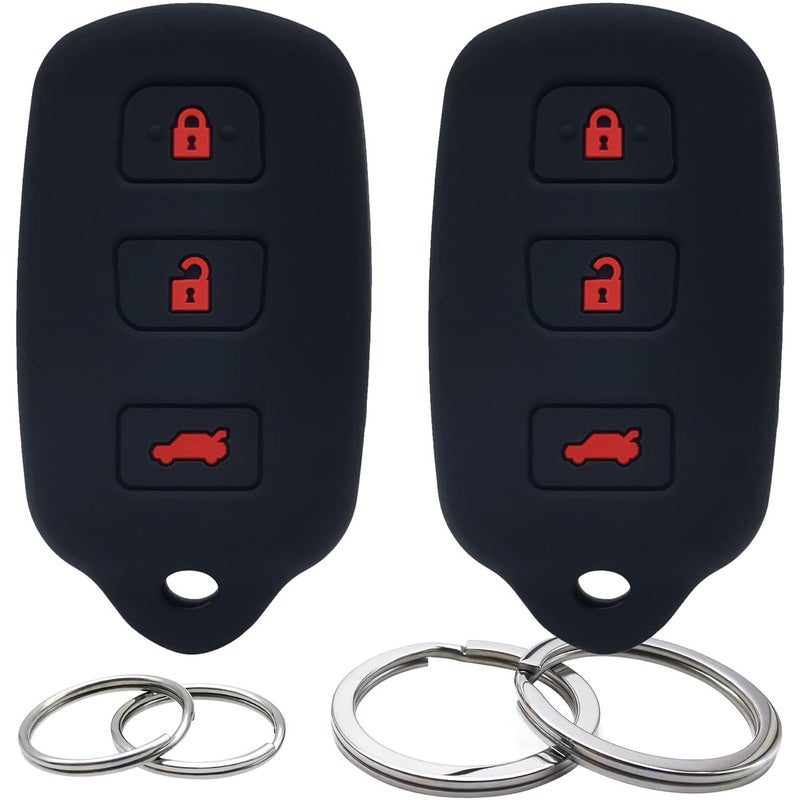 GFDesign 2Pcs Silicone 4 Buttons Key Fob Cover Remote Case Keyless Protector Compatible with Toyota Corolla Camry Avalon 4Runner Matrix Sequoia Sienna Solara Lexus ES300 LS400 SC300 SC400 Pontiac Vibe
