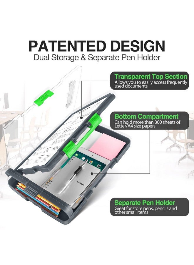 Sooez Original Clipboard With 2 Storage & Pen Holder, Heavy Duty Clip Boards 8.5X11 With Dual Storage, Clearview Dry Erase Coach Clipboard With Real Hinge, High Capacity, School & Office Supplies - Image 2