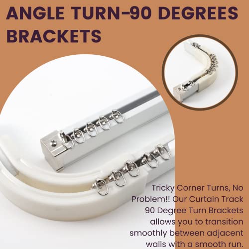 Jos & Haz Straight Curtain Track 90° Angle Turn Bracket, White, 1 Piece, Corner Connector, Track Accessories - Image 2