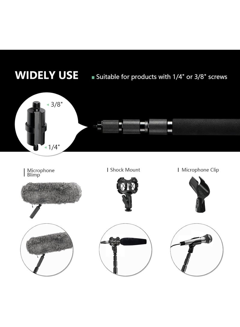 RAUBAY MA01 Microphone Boom Arm – 3-Section Extendable Carbon Fiber Boom Pole, 3.6ft to 9ft Adjustable Length, Built-In Cable Channel, 1/4" & 3/8" Screw, For Filmmaking, Interviews & Broadcasting - Image 5