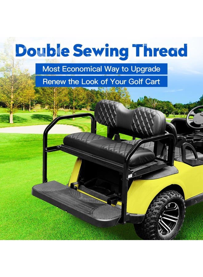 NOKINS 4PCS Golf Cart Seat Covers Kit, Front and Rear Seat Covers Fits Club Car DS Pre-2000 Standard Seat Cushion, Club Car DS Vinyl Seat Covers Accessories(Black&Black Stitching) - Image 3