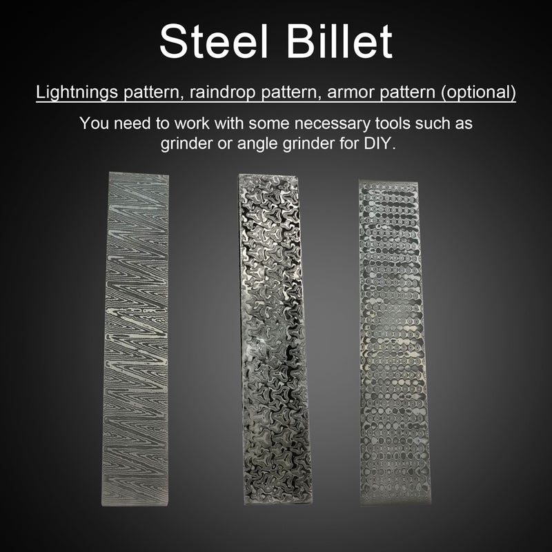 Damascus Steel Billet: Raindrop Pattern High Density Toughness - Unique Textured Pattern Steel for DIY Cutter Making Enthusiasts - Image 3