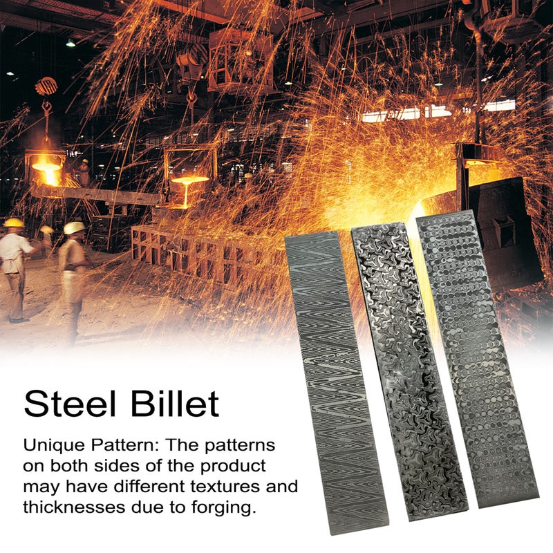 Damascus Steel Billet: Raindrop Pattern High Density Toughness - Unique Textured Pattern Steel for DIY Cutter Making Enthusiasts - Image 4
