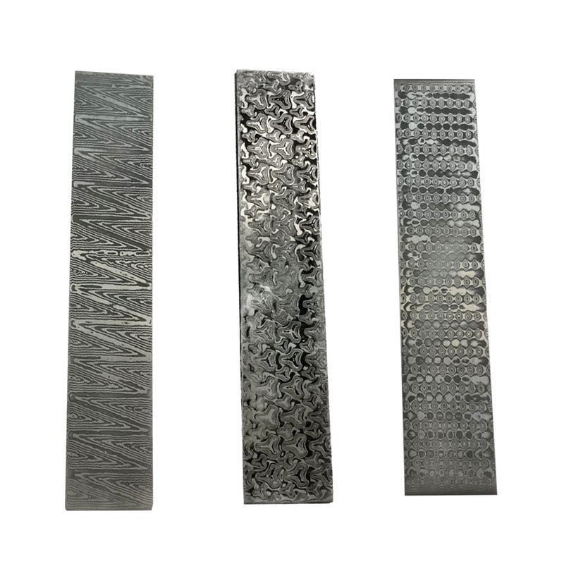 Damascus Steel Billet: Raindrop Pattern High Density Toughness - Unique Textured Pattern Steel for DIY Cutter Making Enthusiasts - Image 2