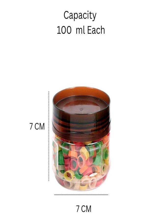 VRISTO 100 ML Airtight Transparent Plastic Container & Jar Set with Brown Lid | Small Dabba & Storage Box for Spices, Herbs, Seeds & Dry Masala | Office Pantry, Restaurant & Cloud Kitchen Use Set of 6 - Image 3