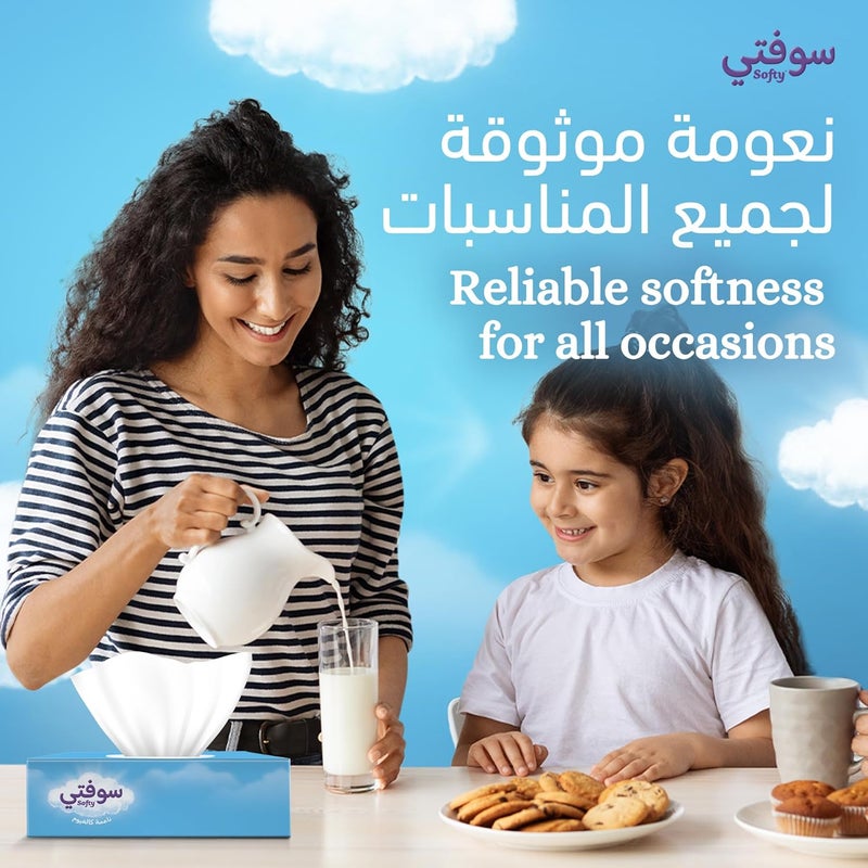 Softy, Facial Tissue Box 2 - ply , Pack of 4 + 2 Free x 70 Sheets, Economy Tissue Paper for Face & Hands - Image 4