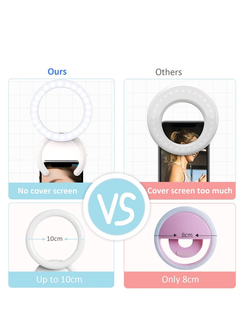 Excefore Selfie Ring Light, Clip-on Selfie Ring Light for Phone, Rechargeable Portable Travel Clip On Light, for Laptop iPhone iMac Monitor, for  Make Up, Video Recording, Phone Photography, Conference  - Image 3