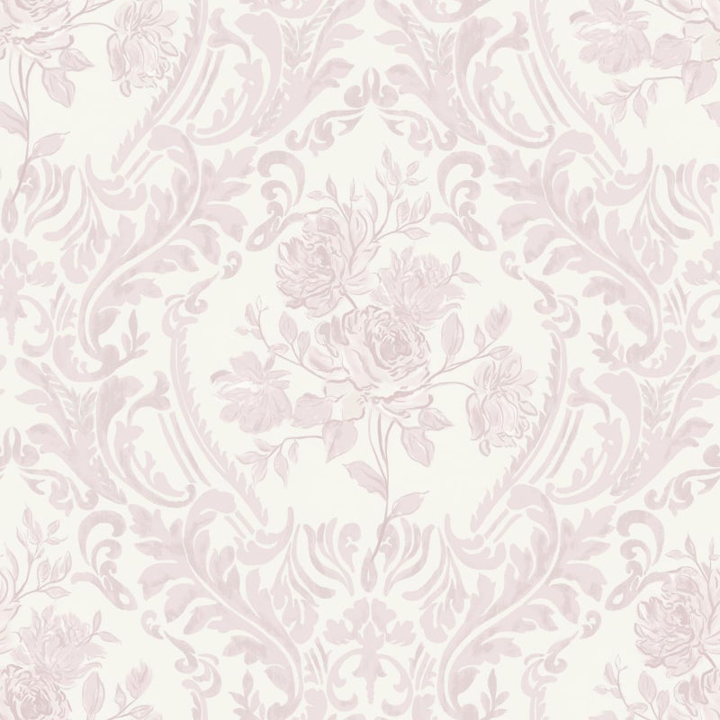 Ismoon Peel and Stick Wallpaper Vintage Floral Contact Paper Boho Watercolor Pink Damask Wallpaper Textured Removable Self Adhesive Vinyl Wall Paper for Bedroom, 17.3 in X 6.5 ft - Image 1