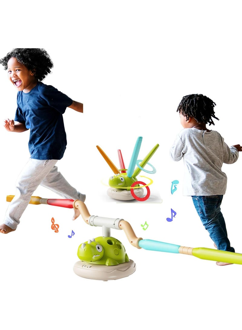 هالامودو 2-إن -1 آلة الديناصور الرياضية، آلة تدوير القرعة والقفز الحبال، لعبة الديناصور متعددة الوضع، وظيفة مزدوجة في الهواء الطلق المجموعة لعبة التدريب البدني، لعبة الرمي والقرع، هدية عيد الميلاد للأطفال، الأولاد والفتيات، 22*29 سم - Image 2