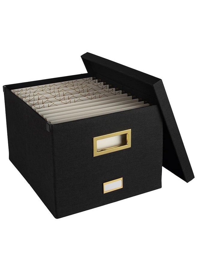 Blu Monaco File Boxes For Hanging Files With Lid: Black Document Organizer Box Hanging File Box File Organizer Box File Storage Box File Folder Box With Lid For Letter And Legal Size Paperwork - Image 1
