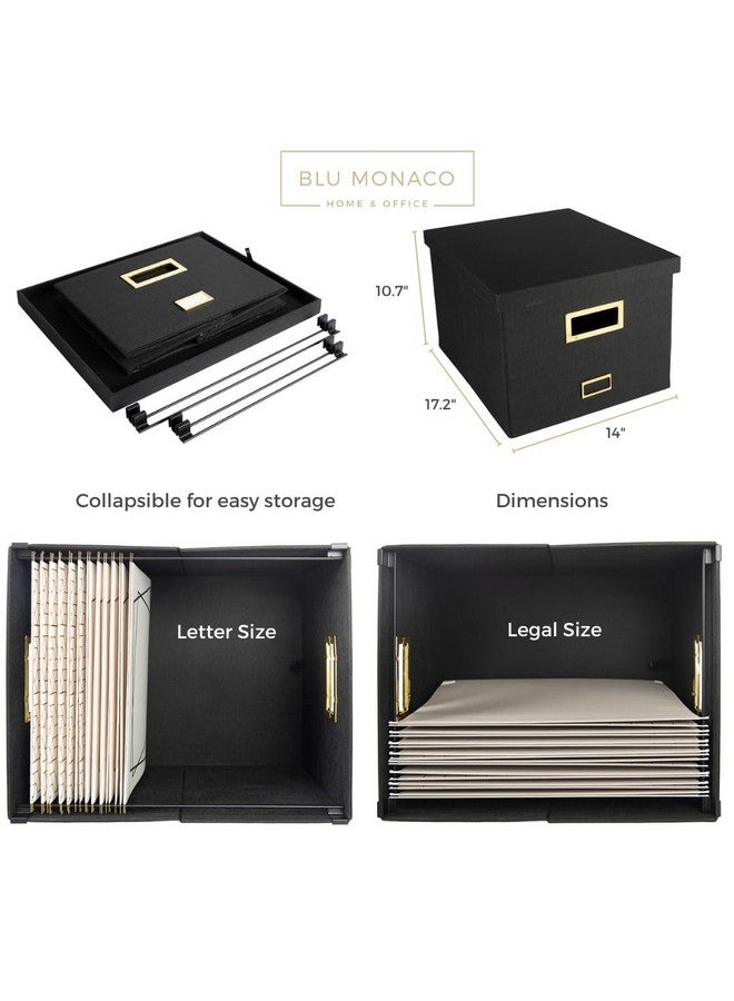 Blu Monaco File Boxes For Hanging Files With Lid: Black Document Organizer Box Hanging File Box File Organizer Box File Storage Box File Folder Box With Lid For Letter And Legal Size Paperwork - Image 5