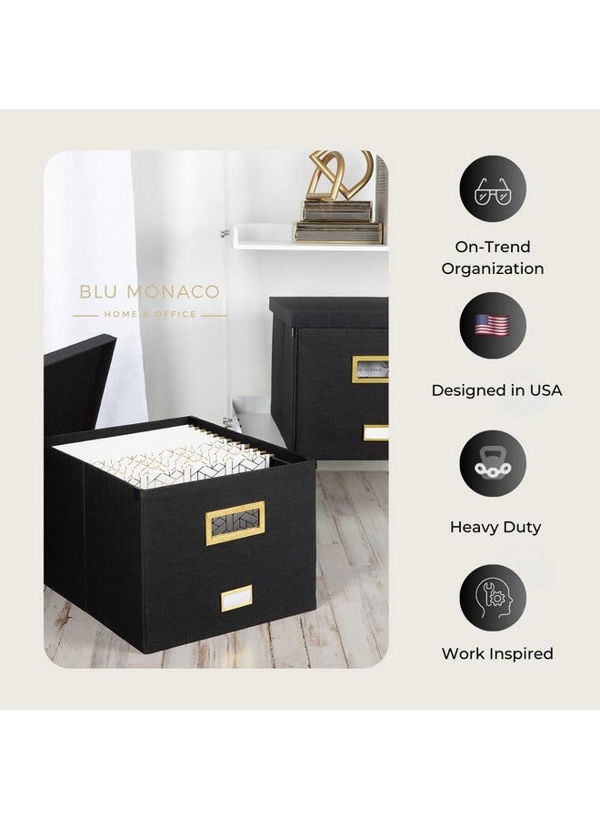 Blu Monaco File Boxes For Hanging Files With Lid: Black Document Organizer Box Hanging File Box File Organizer Box File Storage Box File Folder Box With Lid For Letter And Legal Size Paperwork - Image 2