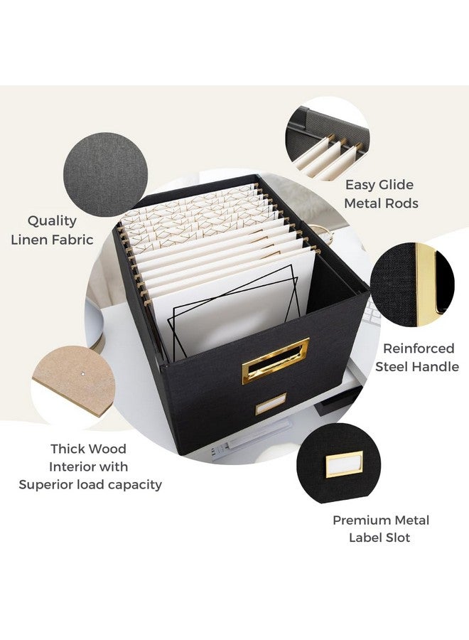 Blu Monaco File Boxes For Hanging Files With Lid: Black Document Organizer Box Hanging File Box File Organizer Box File Storage Box File Folder Box With Lid For Letter And Legal Size Paperwork - Image 4