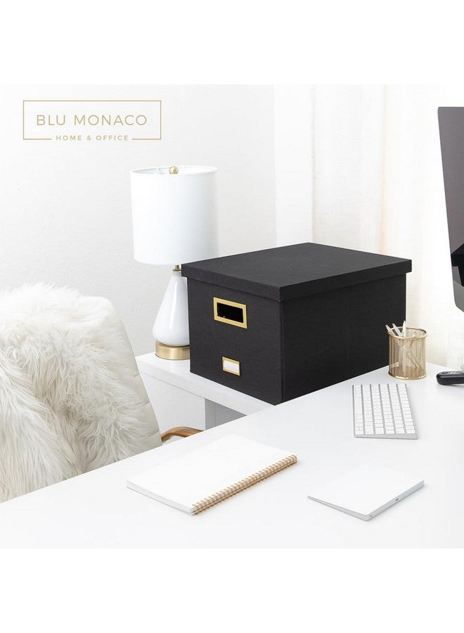 Blu Monaco File Boxes For Hanging Files With Lid: Black Document Organizer Box Hanging File Box File Organizer Box File Storage Box File Folder Box With Lid For Letter And Legal Size Paperwork - Image 3