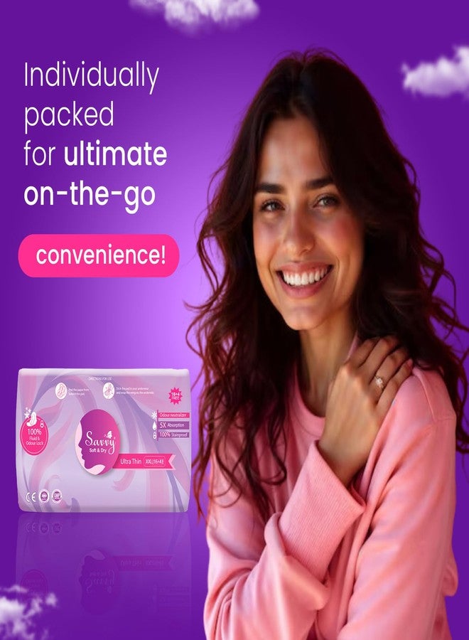 Savvy Ultra Thin Sanitary Napkins Pads For Women, XXL Size Regular to Heavy Flow Advanced Leaklock Protection, Wider Wings Super Absorption - (100 Pads) 320mm - Image 1