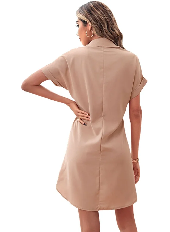يونيكي Peach Solid Mini Dress