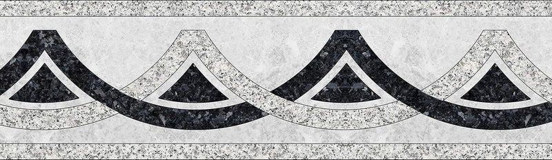 WallDesign Wallpaper Border - Tile Marble Stone Inlay Pattern - Roll 3 inch by 10 ft - for Decorative Bathroom, Kitchen, Floor - Glossy Laminated Waterproof PVC Sticker - Image 1