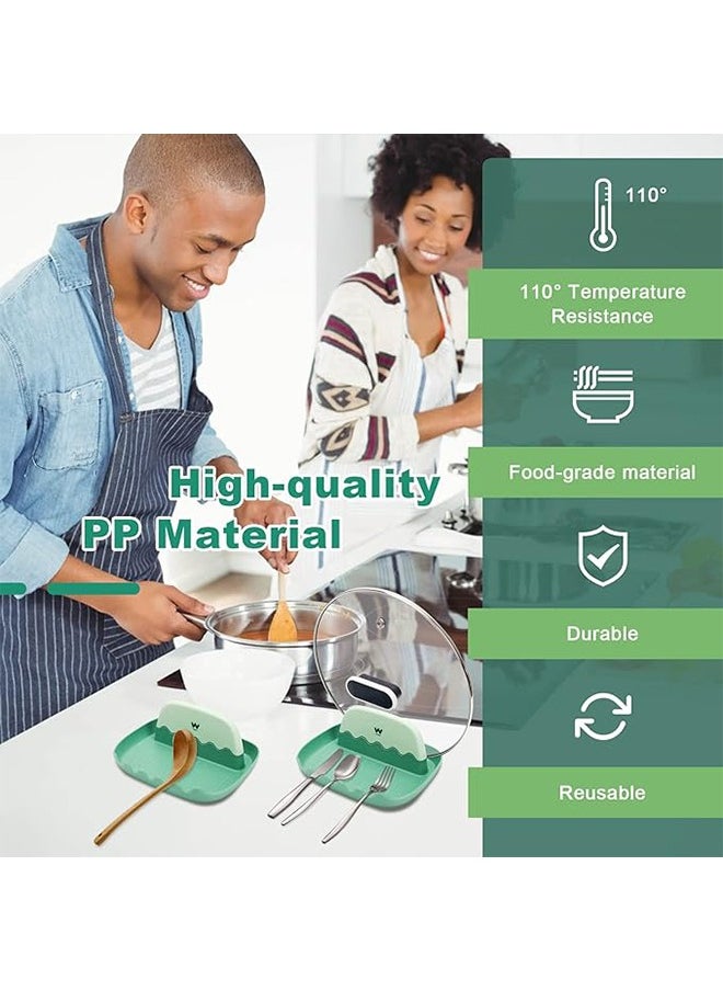 Generic - Kitchen Lid Rack Spoon and Lid Rest Kitchen Spatula Rest Holder Detachable Spoons Cooking Stand Countertop Keep Clean Cooking Ladle Organizer for Pot Lid Fork Spoon Mat Tongs (Green) - Image 1