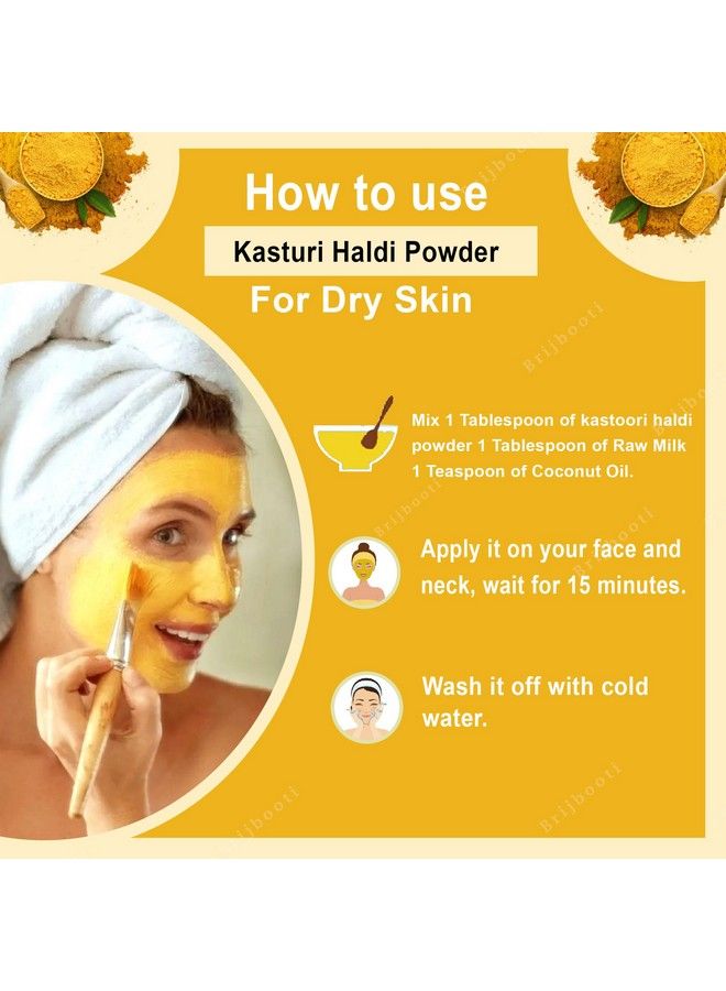 BrijBooti مسحوق الكاستوري هالدي لتفتيح البشرة وتوهجها (200 جرام) الكاستوري مانجال الكركم البري لتبييض البشرة؛ أمبا هالدي كركم عطري جانجلي هالدي لبشرة متوهجة بشكل طبيعي - Image 5