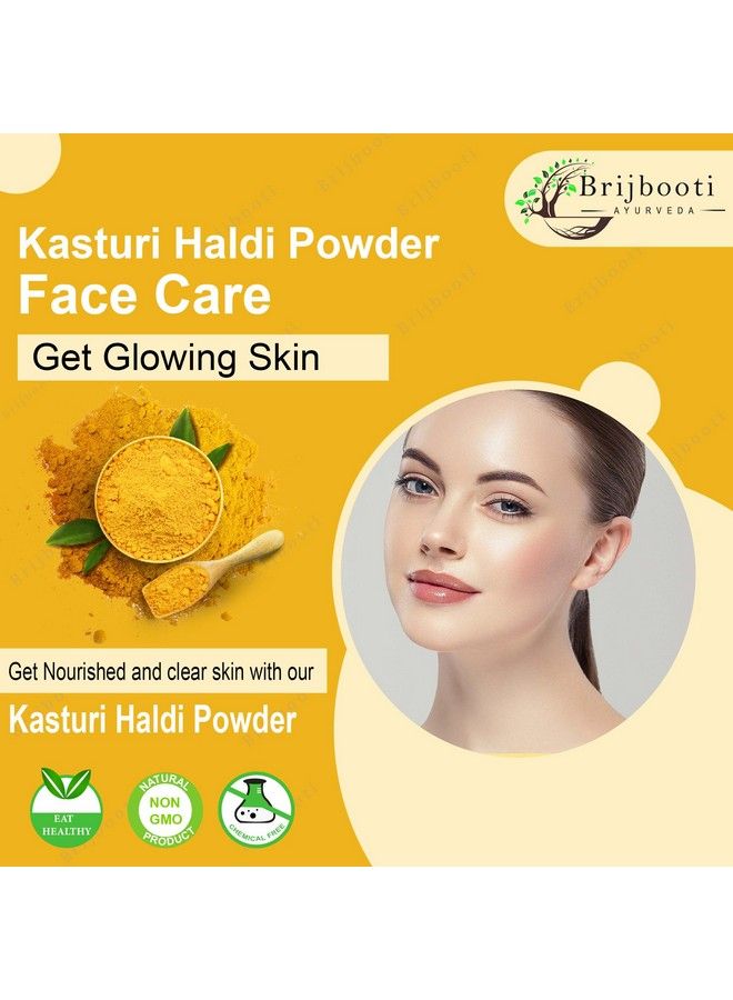 BrijBooti مسحوق الكاستوري هالدي لتفتيح البشرة وتوهجها (200 جرام) الكاستوري مانجال الكركم البري لتبييض البشرة؛ أمبا هالدي كركم عطري جانجلي هالدي لبشرة متوهجة بشكل طبيعي - Image 3