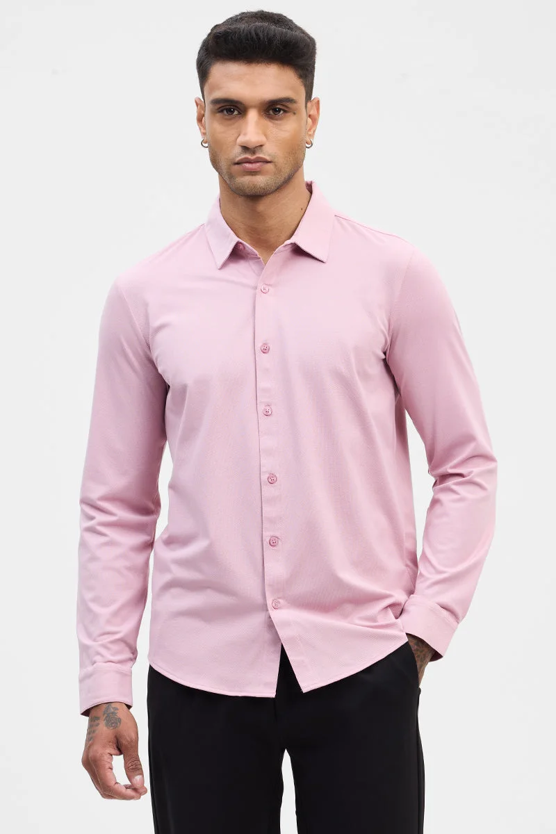 SNITCH Light Pink Light Pink Solid Long Sleeve Slim Fit Formal Shirt for Men | Best Price UAE