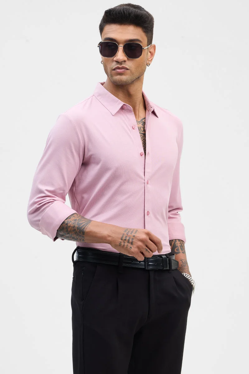 SNITCH Light Pink Light Pink Solid Long Sleeve Slim Fit Formal Shirt for Men | Best Price UAE