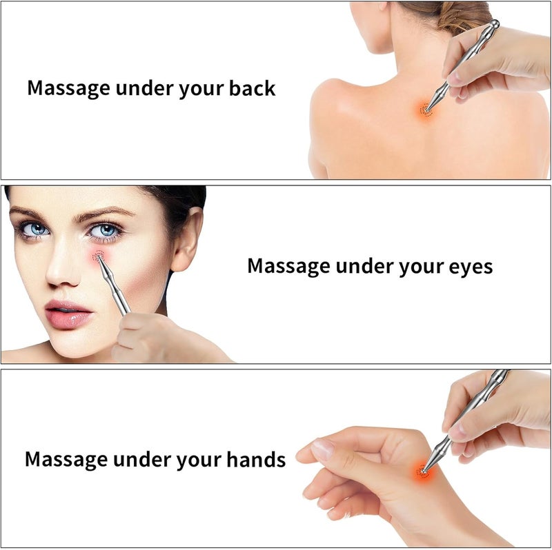 Ymapinc Stainless Steel Acupuncture Pen Trigger Point Massage Pressure Point Fascia Tool for Face Finger Massage Body Muscle RelaxationStainless Steel Silver - Image 4