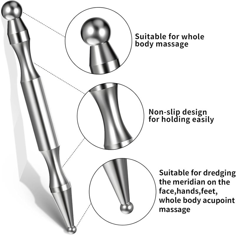 Ymapinc Stainless Steel Acupuncture Pen Trigger Point Massage Pressure Point Fascia Tool for Face Finger Massage Body Muscle RelaxationStainless Steel Silver - Image 3