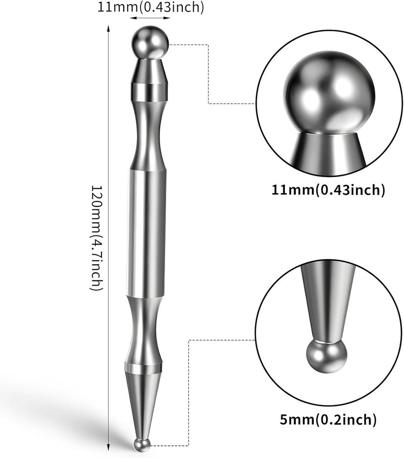 Ymapinc Stainless Steel Acupuncture Pen Trigger Point Massage Pressure Point Fascia Tool for Face Finger Massage Body Muscle RelaxationStainless Steel Silver - Image 2
