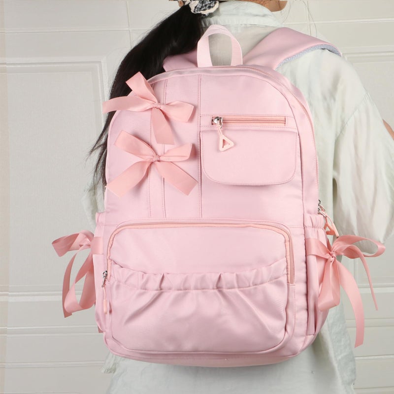 Phaoullzon Girls Backpack with Bow for School Kids Coquette Bookbag Kawaii Dance Bag - Image 4