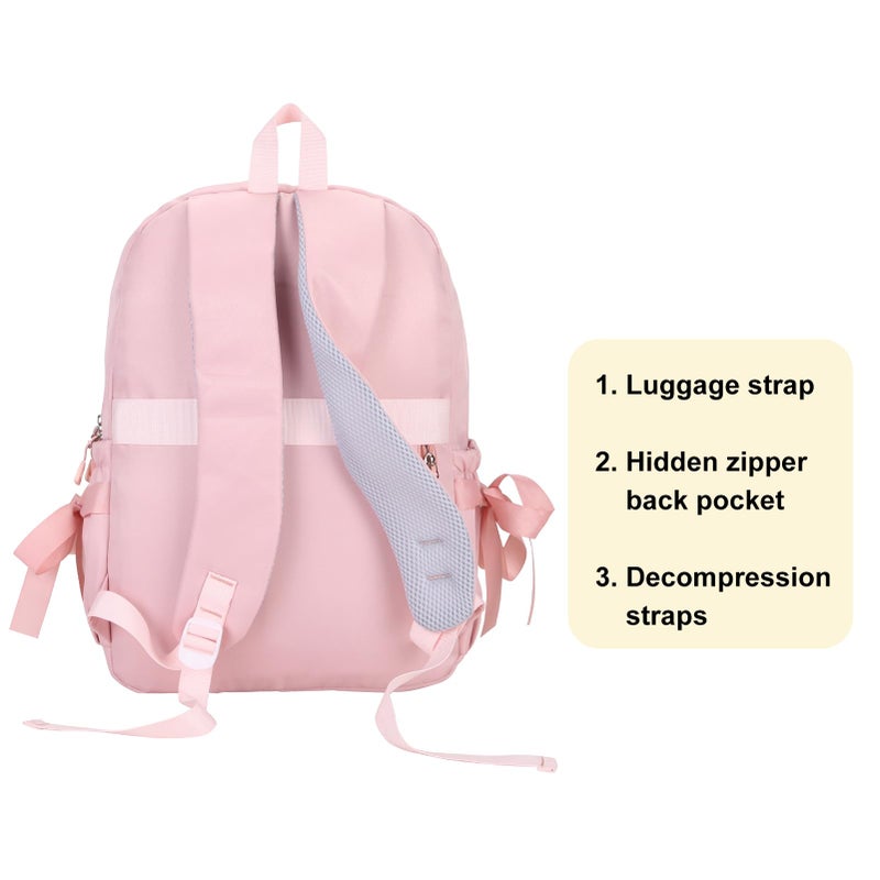 Phaoullzon Girls Backpack with Bow for School Kids Coquette Bookbag Kawaii Dance Bag - Image 3