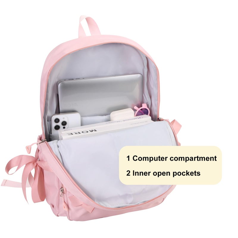 Phaoullzon Girls Backpack with Bow for School Kids Coquette Bookbag Kawaii Dance Bag - Image 2