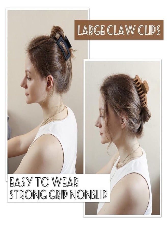Minta 6pcs 3.5 Inch Medium Large Claw Clips For Thick Hair, Big Hair Clip For Thin Hair, Girls' Hair Clips Claw, Neutral Hair Clips for Women, Matte Square Hair Claws Clips For Hair - Image 3