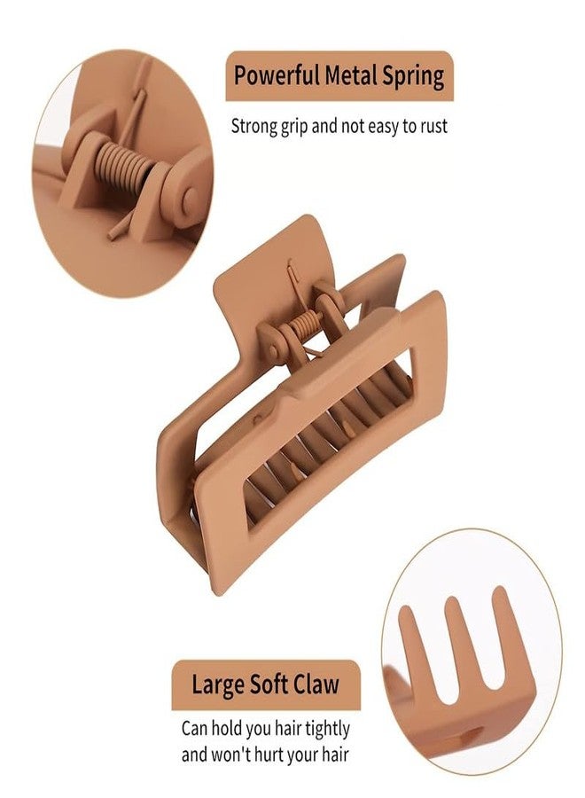 Minta 6pcs 3.5 Inch Medium Large Claw Clips For Thick Hair, Big Hair Clip For Thin Hair, Girls' Hair Clips Claw, Neutral Hair Clips for Women, Matte Square Hair Claws Clips For Hair - Image 5