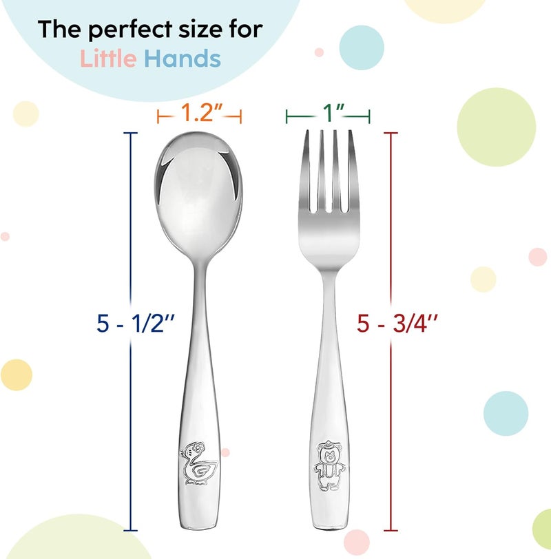 PLASKIDY Kids Silverware Stainless Steel Set of 10 Toddler Utensils Forks and Spoons  Dishwasher Safe Kids Flatware Set Childrens Safe Cutlery Set - Image 3