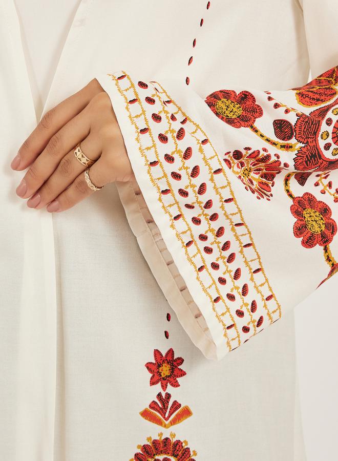 ستايلي كيمونو بطبعة زهور بقصة عادية بطول الركبة - Image 3