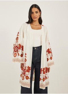 Styli Floral Printed Regular Fit Knee Length Kimono  - Image 2