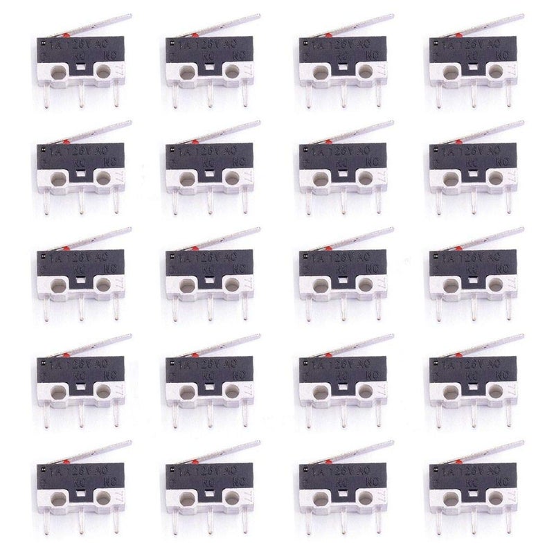 DOUKI 20Pcs Micro Switch AC 1A 125V 3Pin SPDT NO+NC Hinge Lever Momentary Push Button Micro Limit Switch for Arduino - Image 1