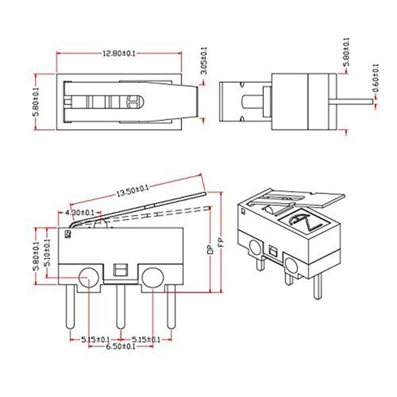 DOUKI 20Pcs Micro Switch AC 1A 125V 3Pin SPDT NO+NC Hinge Lever Momentary Push Button Micro Limit Switch for Arduino - Image 5